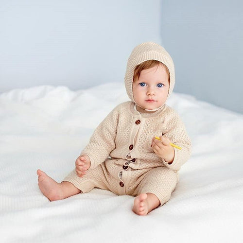 Moonpuff Knit Front-Button Romper