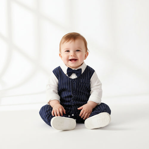 Moonpuff Gentleman Print Baby Romper