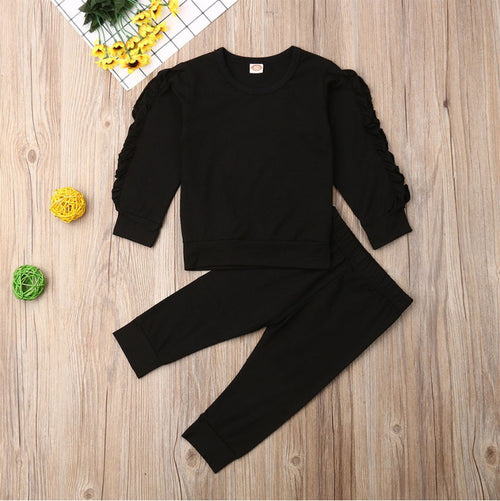 Moonpuff Solid Ruffle Outfit Set