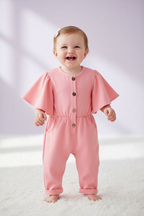 Moonpuff Girls Pink Jumpsuit