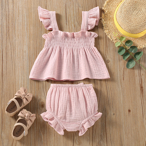 Moonpuff Cotton Sleeveless Girls Summer Set