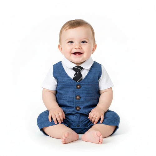 Moonpuff Navy Blue Baby Crawl Suit