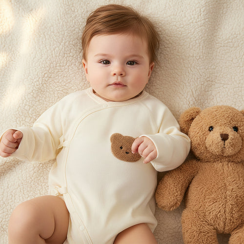 Moonpuff Bear Print Pure Cotton Baby Romper